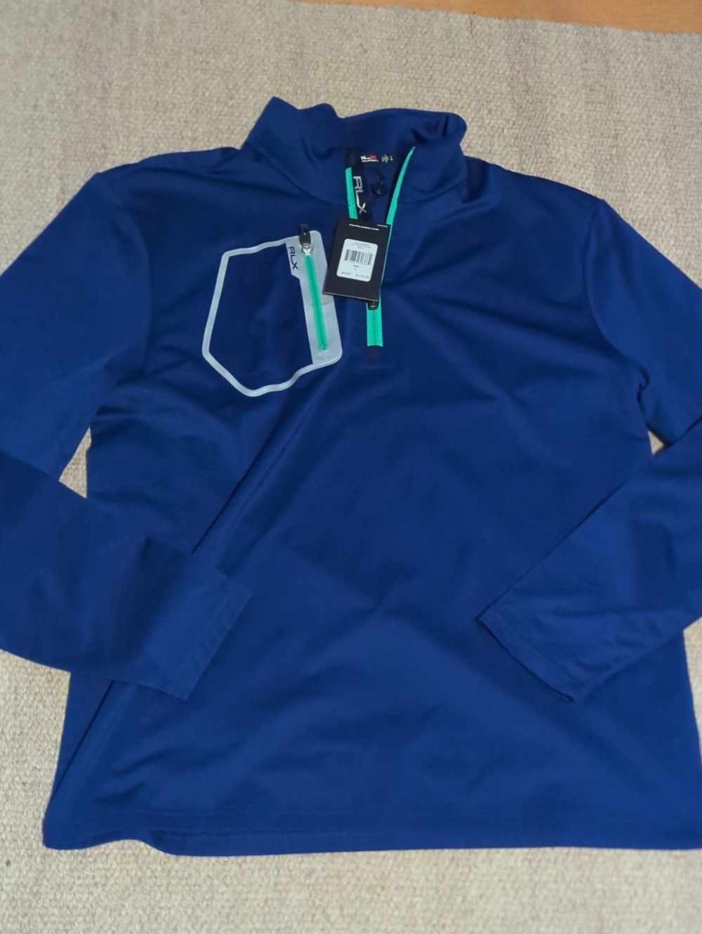Mens RLX Performance Quarter Zip NWT Blue/Green Size Large $125
